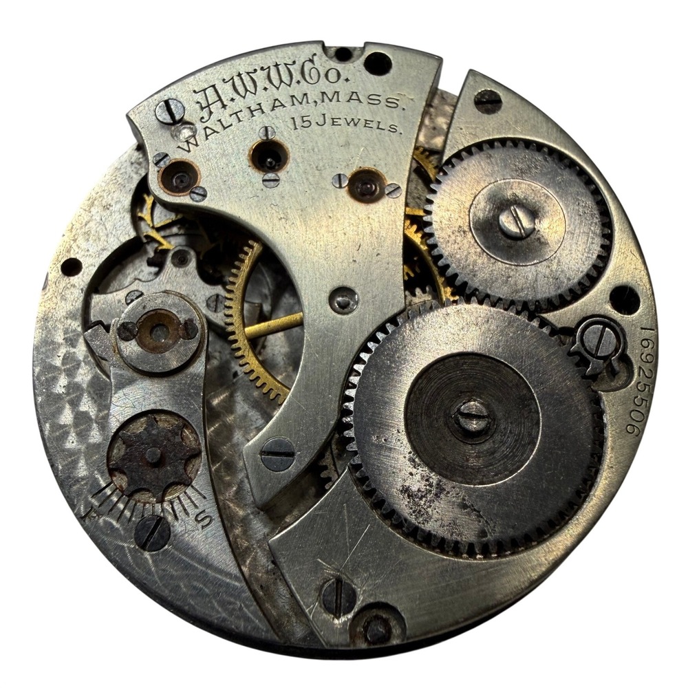 Antique Waltham 15 Jewel Pocket Watch Movement 16925506 Parts Repair